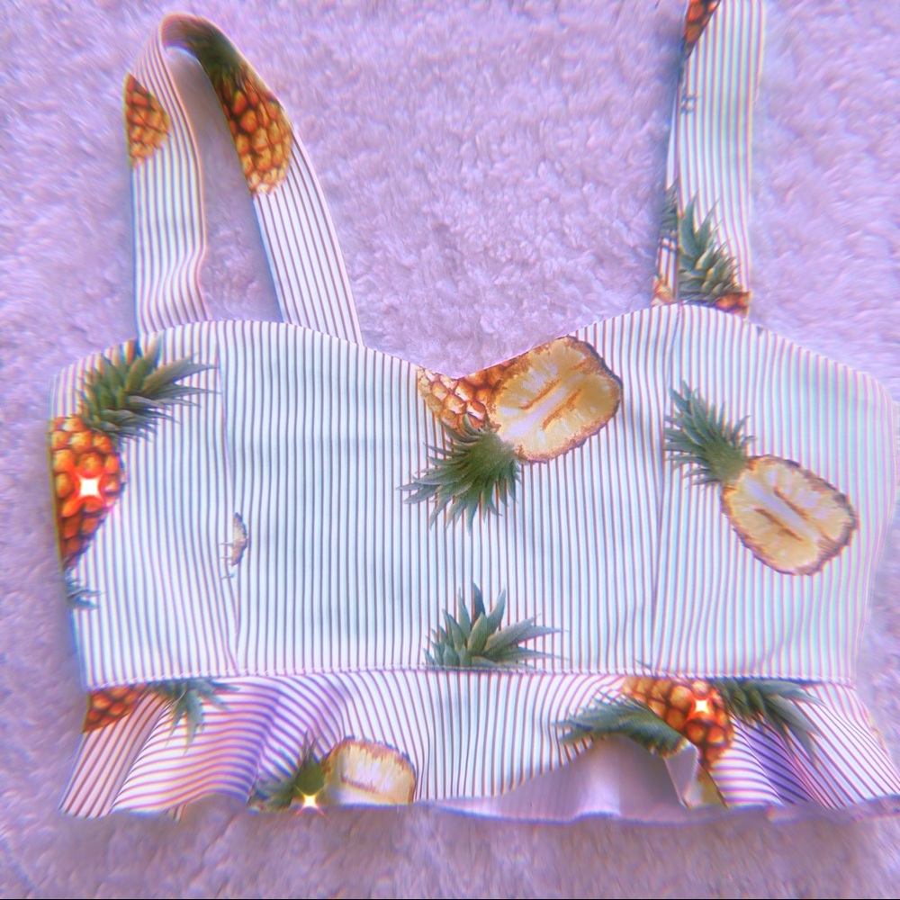 striped pineapple crop top